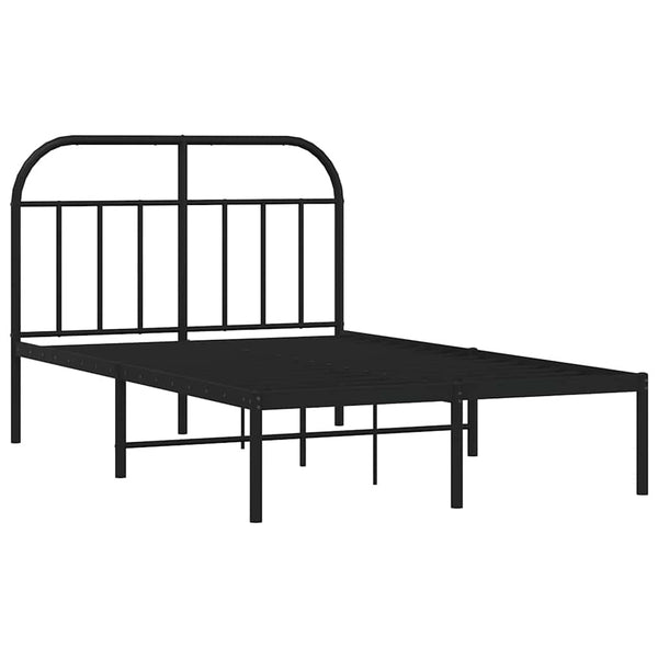Schwarzer Metall-Bettrahmen mit Kopfteil Nedealca 120x200cm