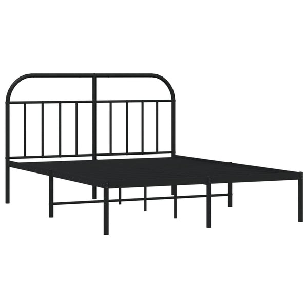 Schwarzes Metallbettgestell mit Kopfteil Nedealca 140x200cm