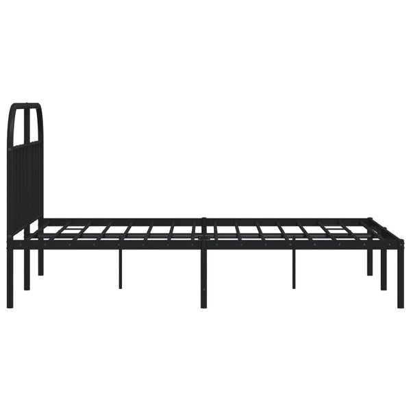 Schwarzes Metallbettgestell mit Kopfteil Nedealca 140x200cm