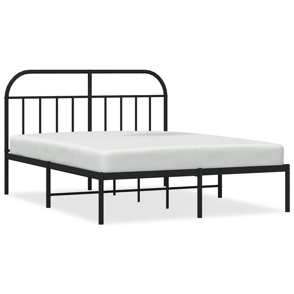 Schwarzes Metallbettgestell mit Kopfteil Nedealca 150x200cm