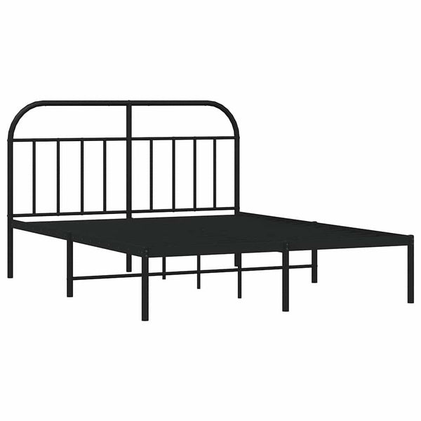 Schwarzes Metallbettgestell mit Kopfteil Nedealca 150x200cm