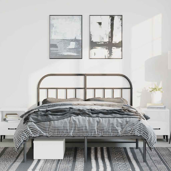 Schwarzes Metallbettgestell mit Kopfteil Nedealca 150x200cm