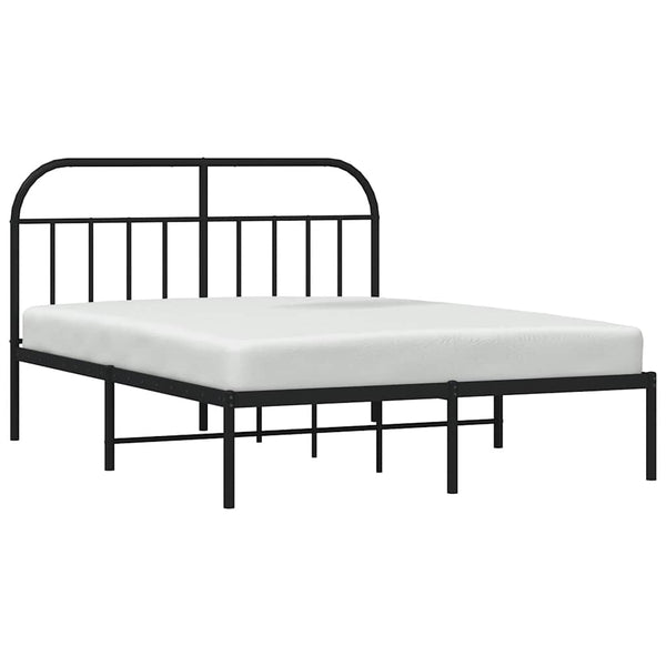 Schwarzes Metallbettgestell mit Kopfteil Nedealca 150x200cm