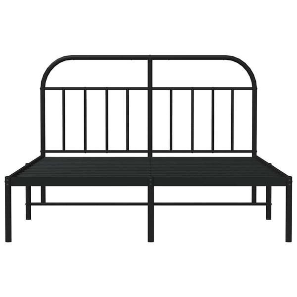 Schwarzes Metallbettgestell mit Kopfteil Nedealca 150x200cm