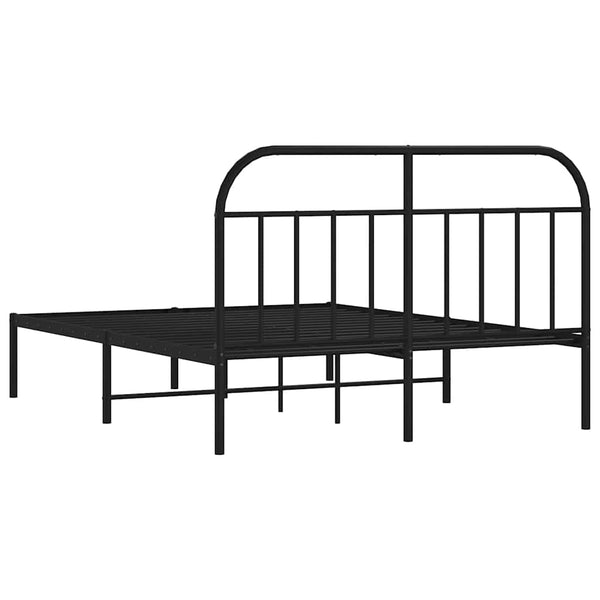 Schwarzes Metallbettgestell mit Kopfteil Nedealca 150x200cm
