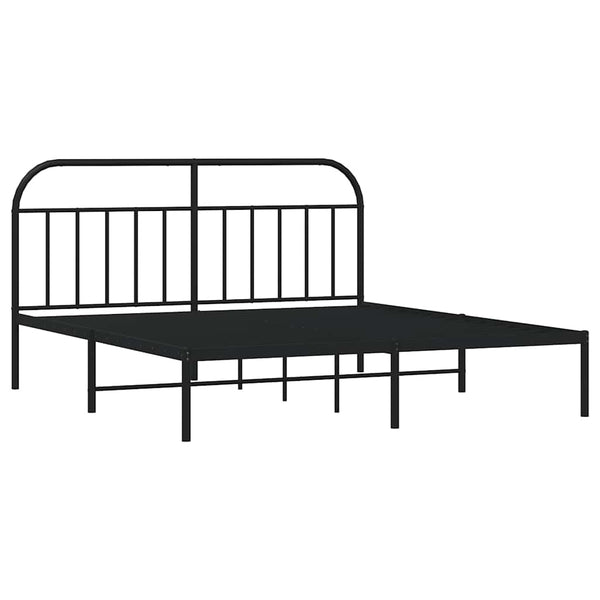 Schwarzes Metallbettgestell mit Kopfteil Nedealca 180x200cm