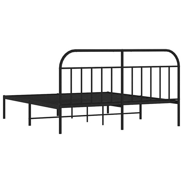 Schwarzes Metallbettgestell mit Kopfteil Nedealca 180x200cm