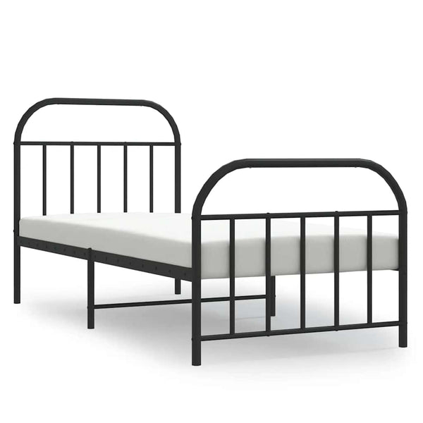 Schwarzes Metallbettgestell mit Kopfteilen Nedealca 90x190cm