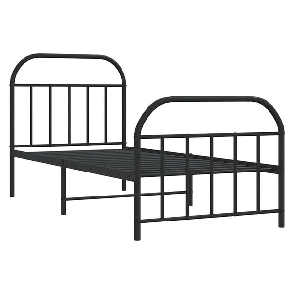 Schwarzes Metallbettgestell mit Kopfteilen Nedealca 90x190cm