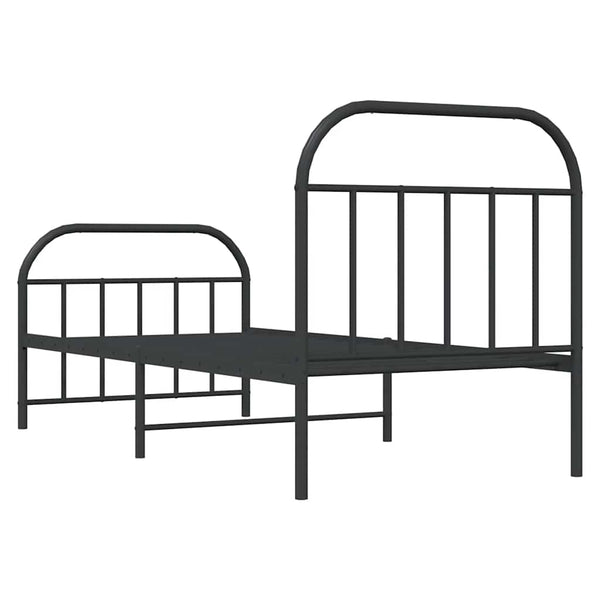 Schwarzes Metallbettgestell mit Kopfteilen Nedealca 90x190cm