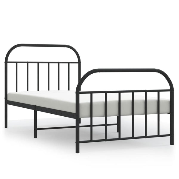 Schwarzes Metallbettgestell mit Kopfteilen Nedealca 107x203cm