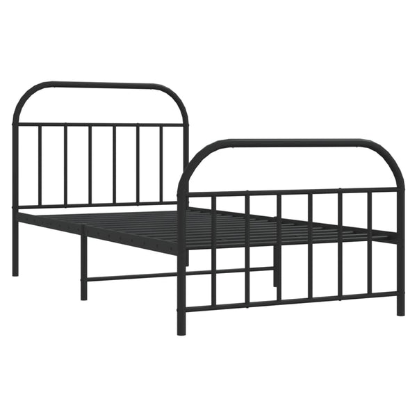 Schwarzes Metallbettgestell mit Kopfteilen Nedealca 107x203cm