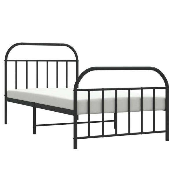 Schwarzes Metallbettgestell mit Kopfteilen Nedealca 107x203cm