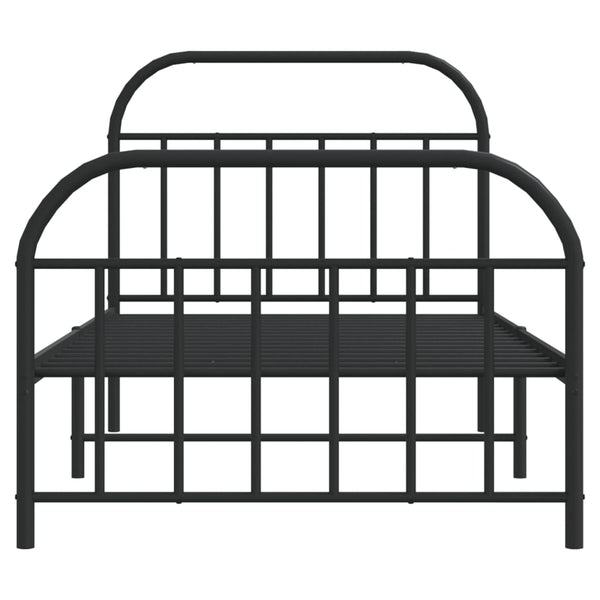 Schwarzes Metallbettgestell mit Kopfteilen Nedealca 107x203cm