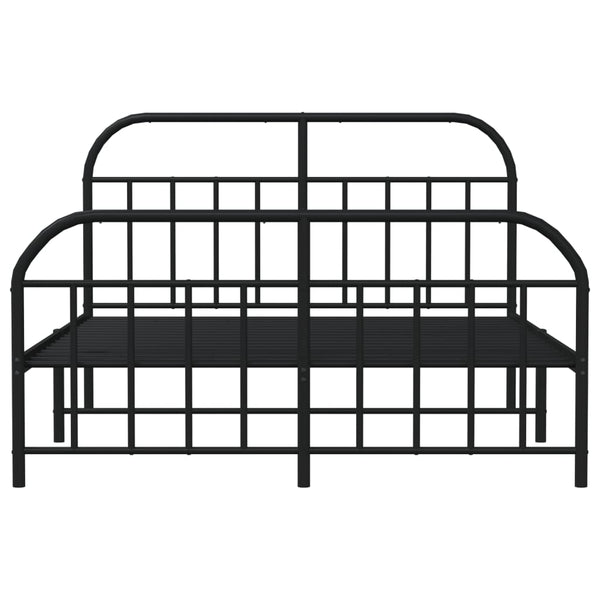 Schwarzes Metallbettgestell mit Kopfteil und Fußteil Nedealca 140x190cm
