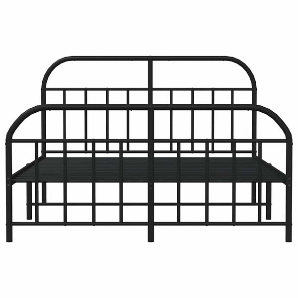 Schwarzes Metallbettgestell mit Kopfteil Nedealca 150x200cm