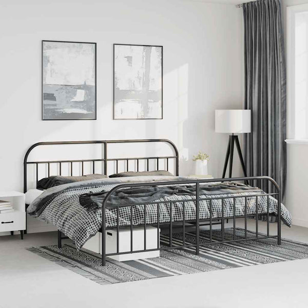Schwarzes Metallbettgestell mit Kopfteil Nedealca 183x213cm