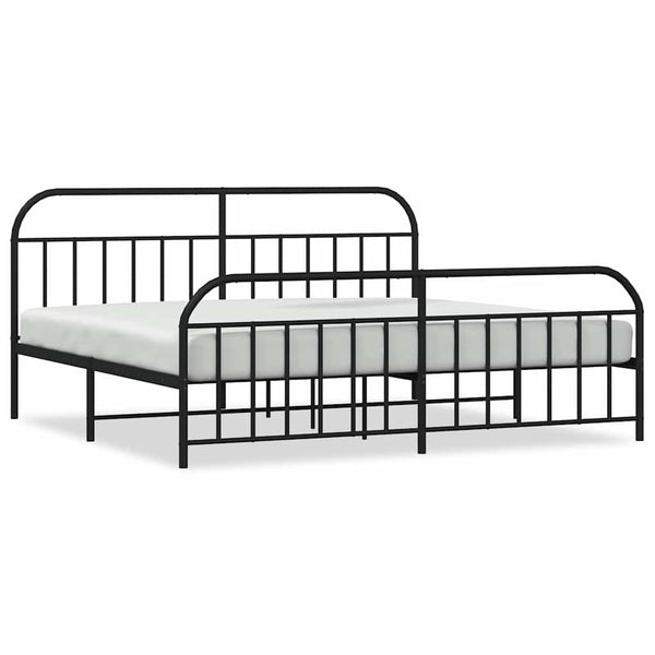 Schwarzes Metallbettgestell mit Kopfteil Nedealca 193x203cm