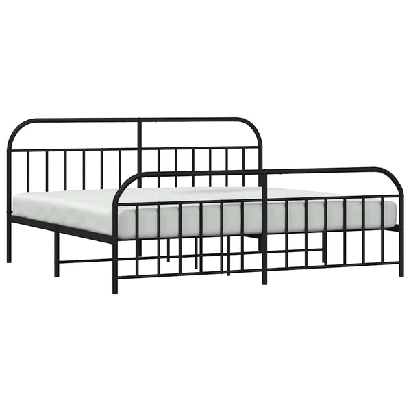 Schwarzes Metallbettgestell mit Kopfteil Nedealca 193x203cm