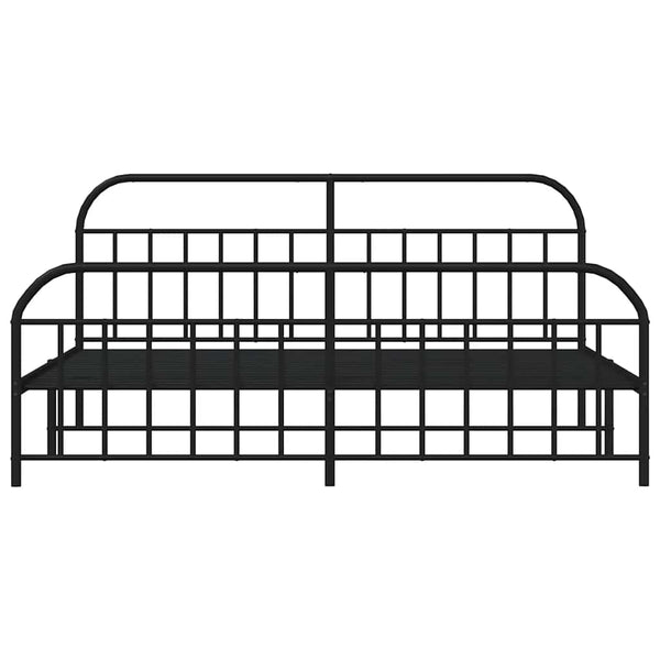 Schwarzes Metallbettgestell mit Kopfteil Nedealca 193x203cm