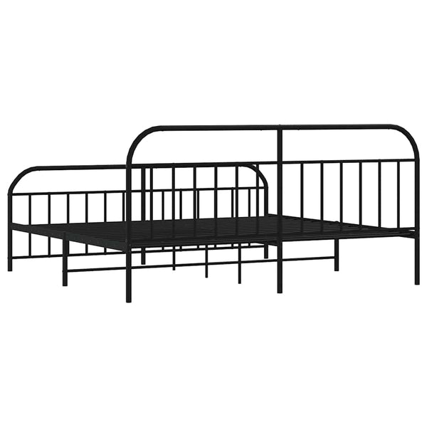 Schwarzes Metallbettgestell mit Kopfteil Nedealca 193x203cm