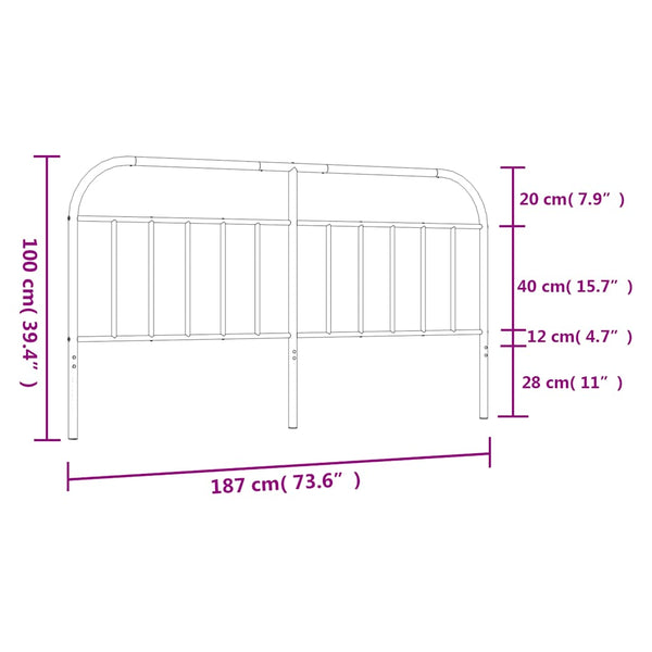 Musta metallinen sängynpääty Is 180cm