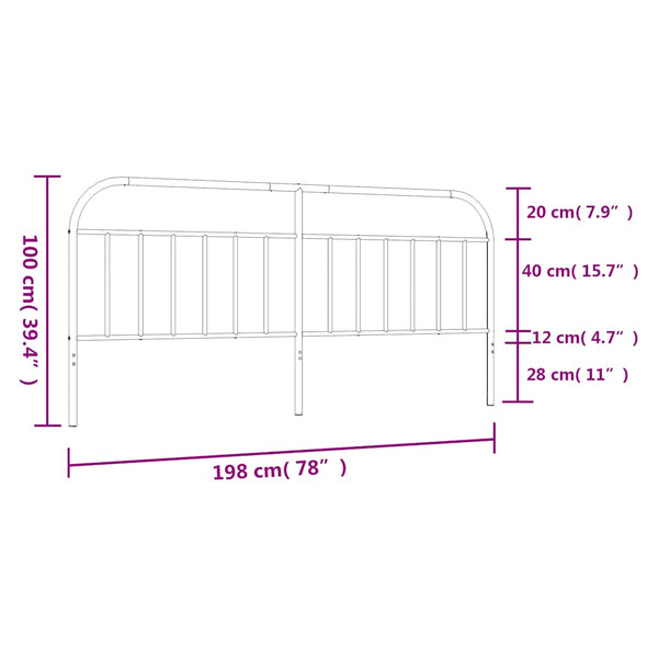 Weißes Kopfteil aus Metall Is 193cm