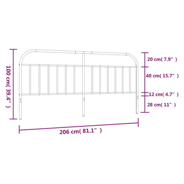 Valkoinen metallinen sängynpääty Is 200cm