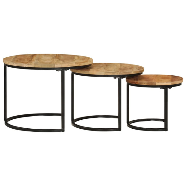 Jurii-Beistelltische (3 Stk., grobes Mangoholz)