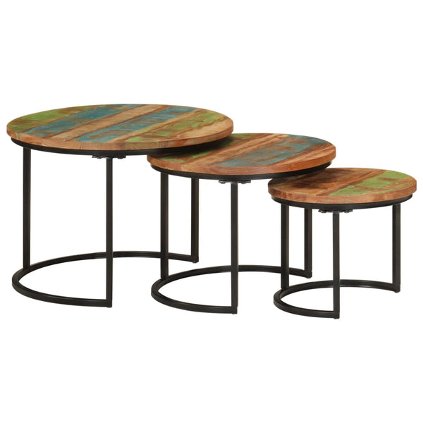 Beistelltische Jurii (3 Stück, recyceltes Massivholz)