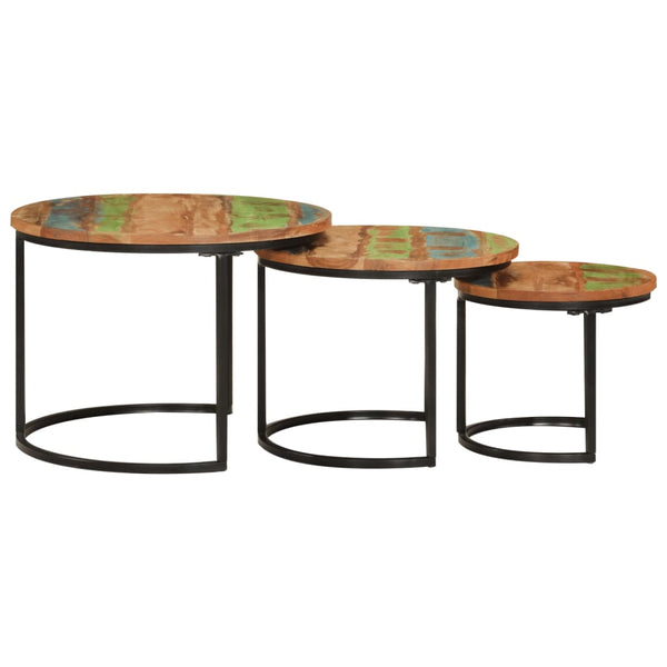 Beistelltische Jurii (3 Stück, recyceltes Massivholz)