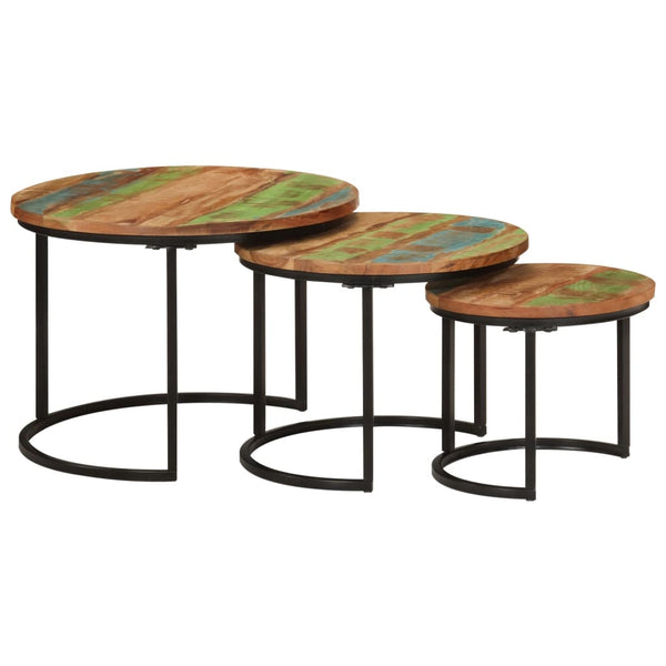 Beistelltische Jurii (3 Stück, recyceltes Massivholz)