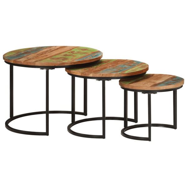 Beistelltische Jurii (3 Stück, recyceltes Massivholz)