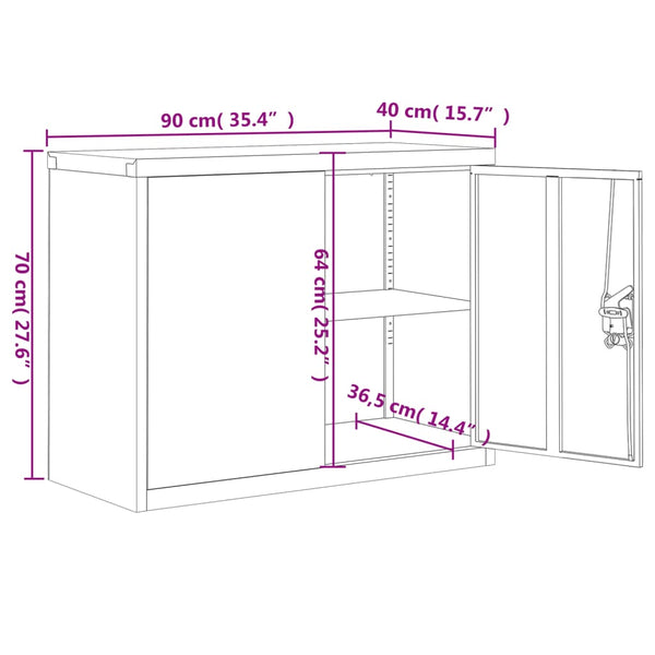 Weißer Aktenschrank Meyer 90x40x70cm (Stahl)