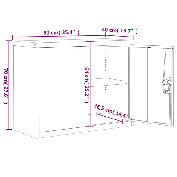 Schwarzer Archivschrank Meyer 90x40x70cm (Stahl)