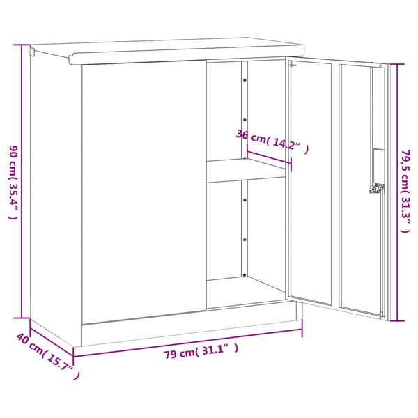 Hellgrauer Archivschrank Rahira 79x40x90cm (Stahl)