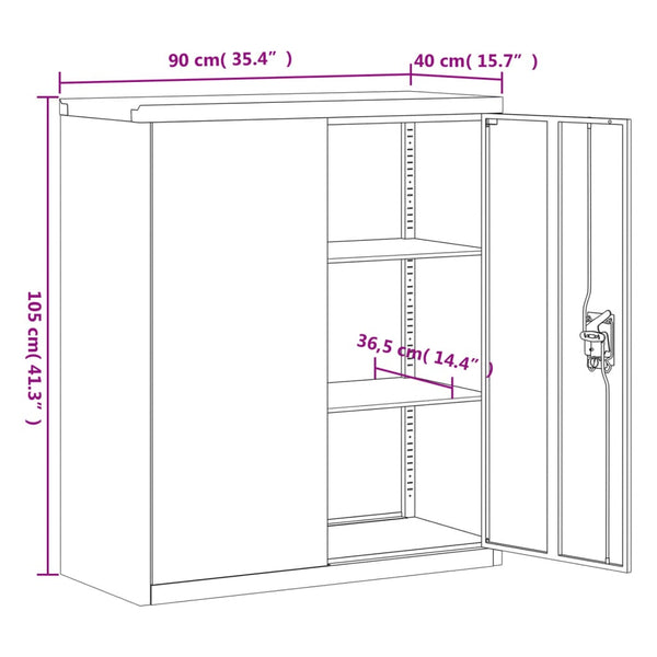 Weißer Aktenschrank Meyer 90x40x105cm (Stahl)