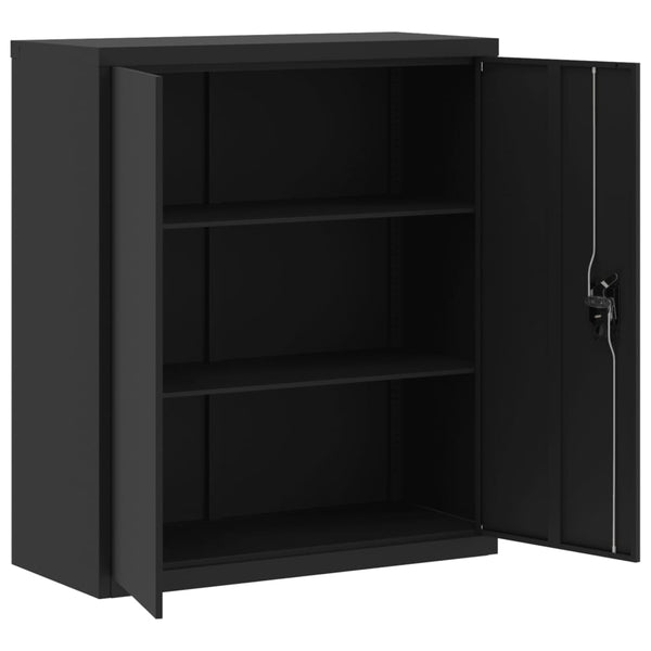 Schwarzer Aktenschrank Meyer 90x40x105cm (Stahl)