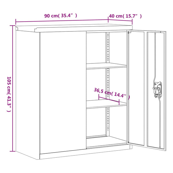 Schwarzer Aktenschrank Meyer 90x40x105cm (Stahl)