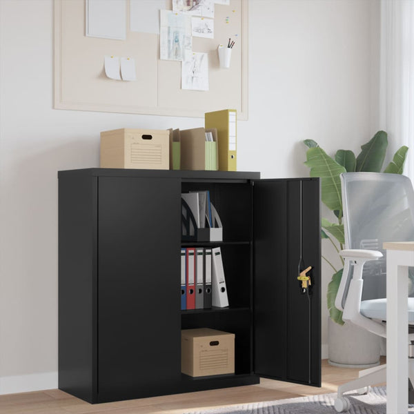 Schwarzer Aktenschrank Meyer 90x40x105cm (Stahl)