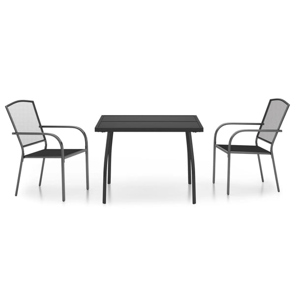 Anthrazitfarbene 3-teilige Outdoor-Essgruppe Lilieta Stahl