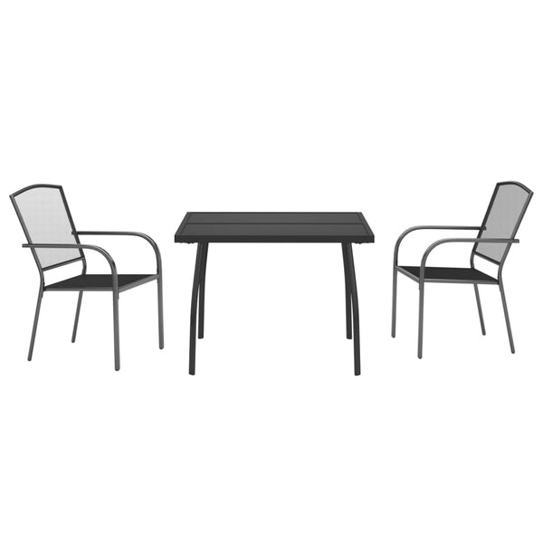 Anthrazitfarbene 3-teilige Outdoor-Essgruppe Lilieta Stahl
