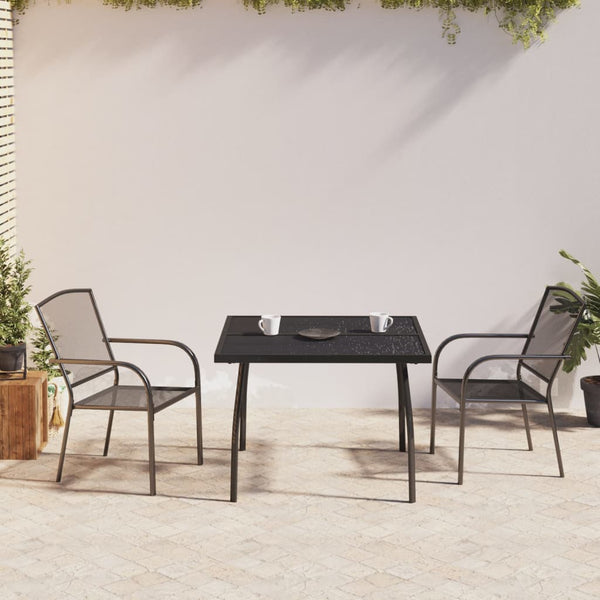 Anthrazitfarbene 3-teilige Outdoor-Essgruppe Lilieta Stahl