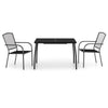Anthrazitfarbene 3-teilige Outdoor-Essgruppe Lilieta (Stahl)