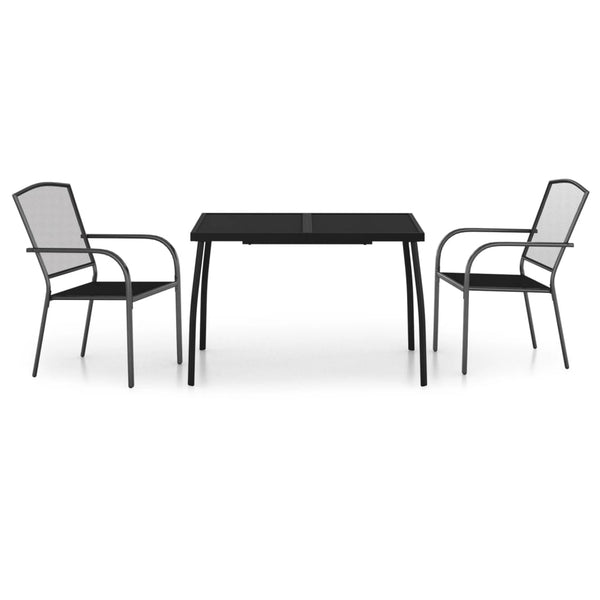 Anthrazitfarbene 3-teilige Outdoor-Essgruppe Lilieta (Stahl)