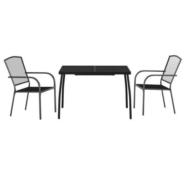 Anthrazitfarbene 3-teilige Outdoor-Essgruppe Lilieta (Stahl)