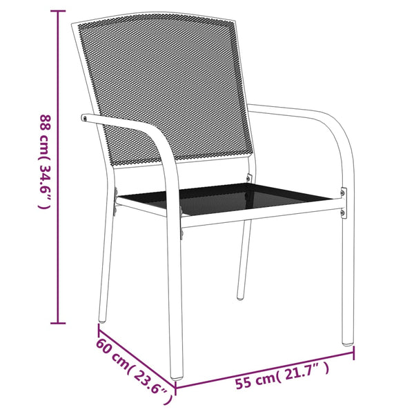 Anthrazitfarbene 3-teilige Outdoor-Essgruppe Lilieta (Stahl)