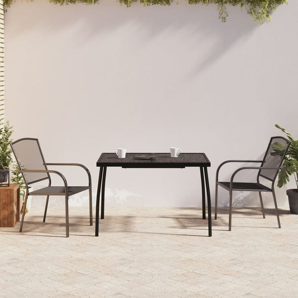 Anthrazitfarbene 3-teilige Outdoor-Essgruppe Lilieta (Stahl)