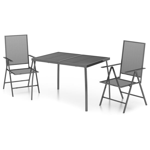 Mateiu 3-teilige Outdoor-Essgruppe Anthrazit (Stahl)