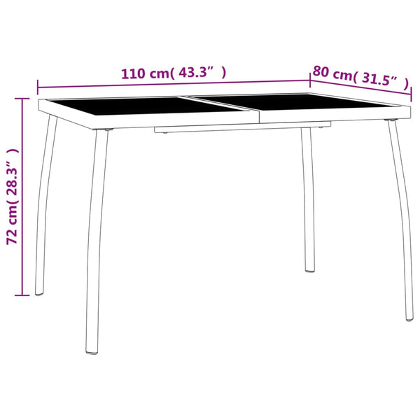 Mateiu 3-teilige Outdoor-Essgruppe Anthrazit (Stahl)